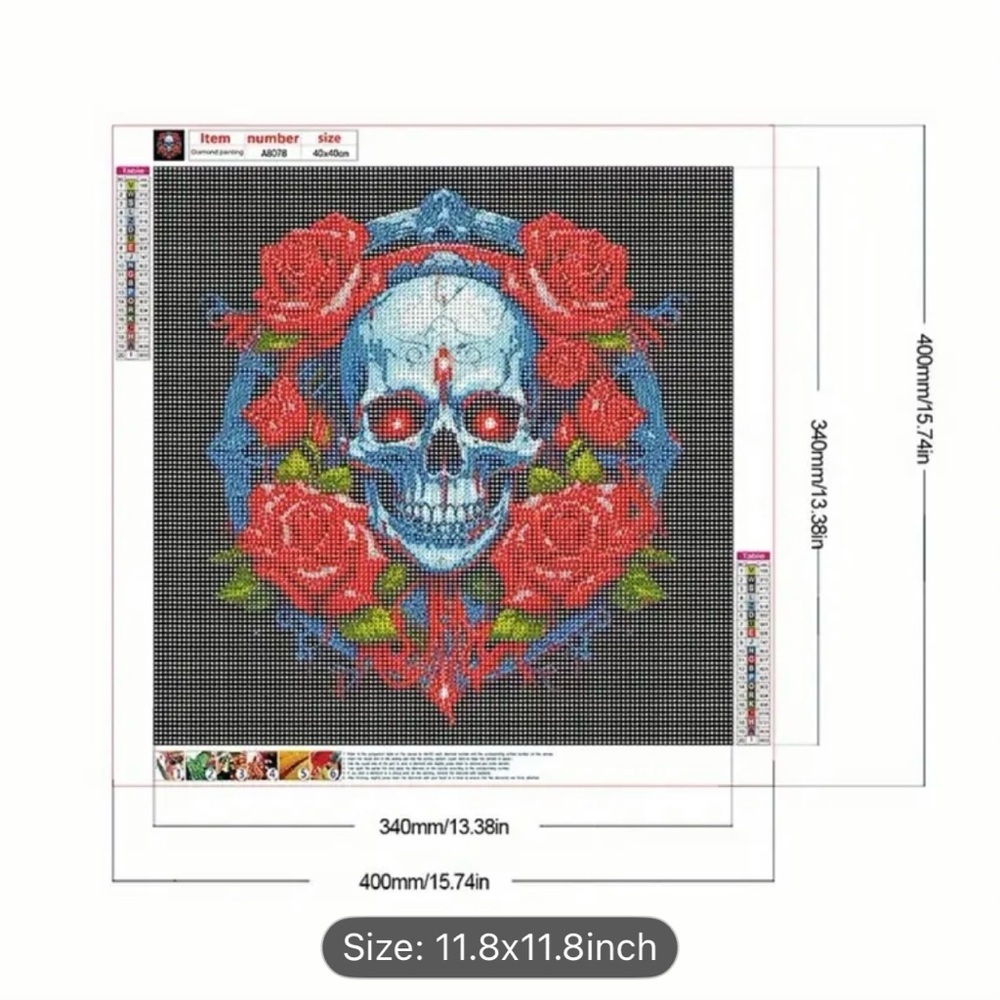Diamond painting kit - skull & roses - Picture 3 of 5